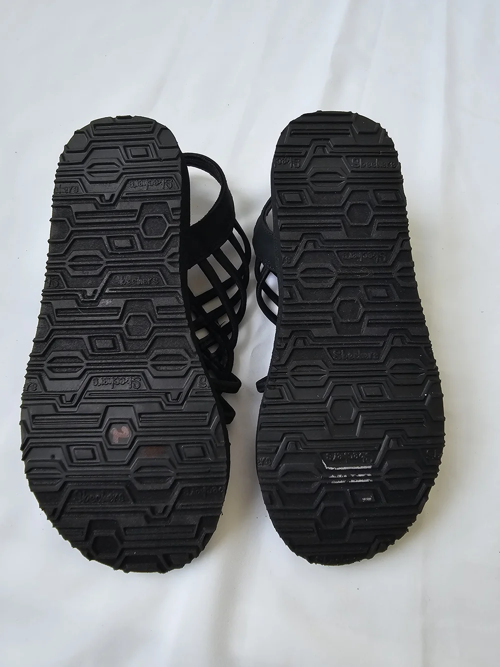 Skechers Girls Black Strappy Yoga Foam Slingback Sandals Size 2 (8.5